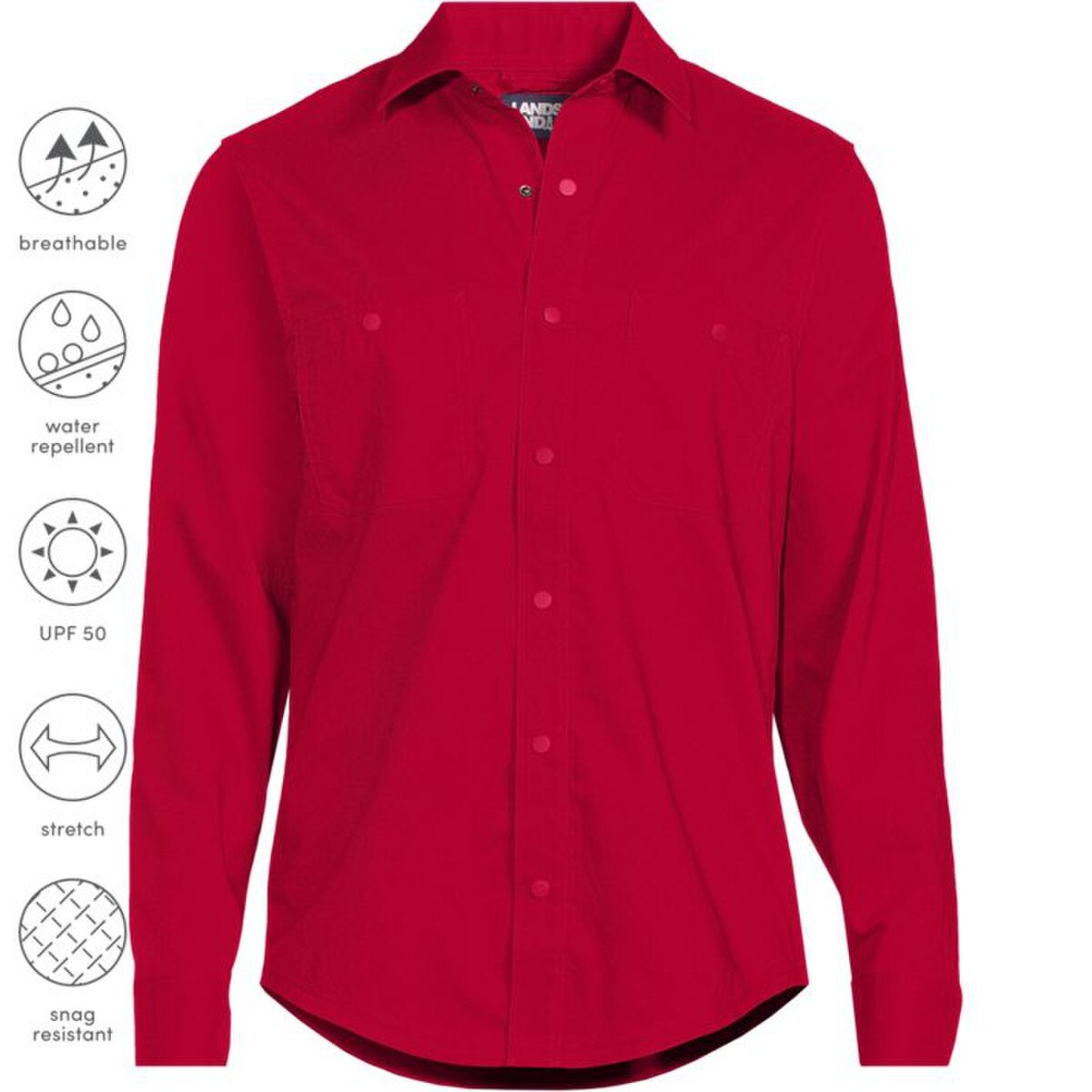 [38] Lands End Unisex Ripstop Long Sleeve Utility Work Shirt